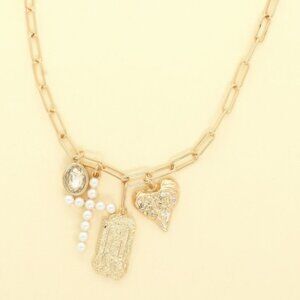Faith Theme Jeweled Charm Necklace